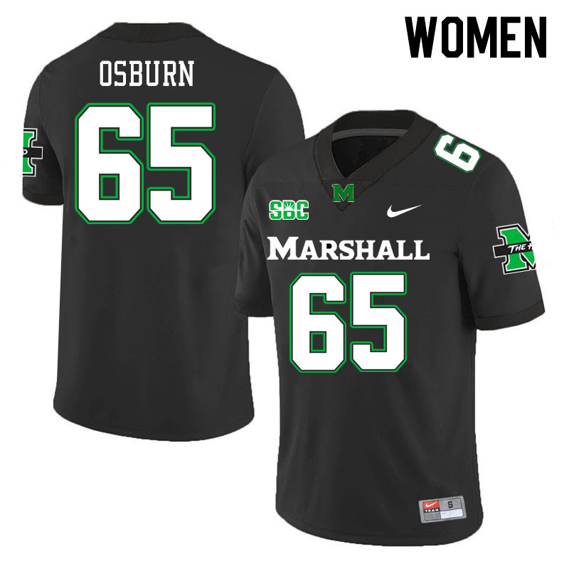 Women #65 Logan Osburn Marshall Thundering Herd SBC Conference College Football Jerseys Stitched-Bla